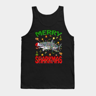 Santa Hat Shark Merry Sharkmas Christmas PJ Pajama T-Shirt Tank Top